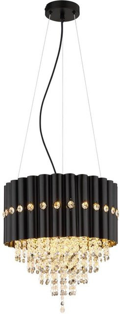 Globo Lighting Lüsterkrone ELEOS 63149-3 in Schwarz aus Metall und Kristall, H: 150 cm, D: 40 cm, 3 E27 Fassungen - Bild 1