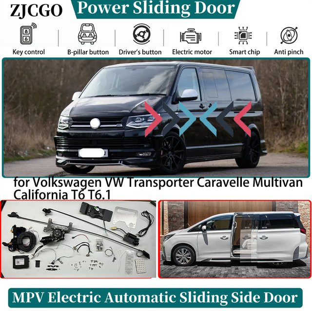 ZJCGO Elektrisches Seitentür-Steuerungssystem für Volkswagen VW Transporter Caravelle Multivan California T6 T6.1 Automatik in Schwarz - Bild 1