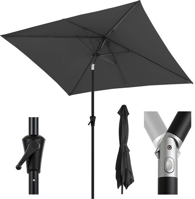 Sekey Sonnenschirm mit Kurbel und Aluminiummast in Anthrazit, B/T: 300 x 200 cm, UPF 50+ - Bild 1