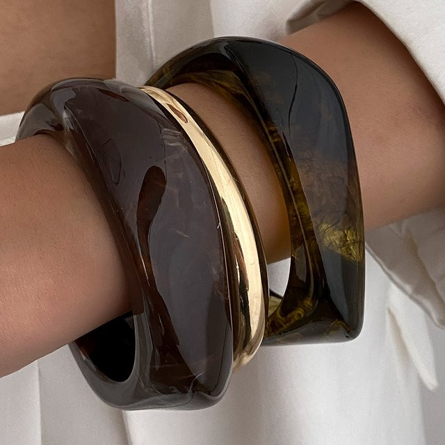 Salircon Armbänder, Harz, Braun, Vintage, Damen - Bild 1