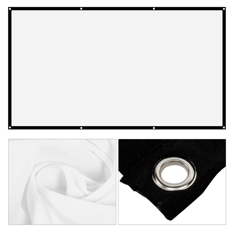Qiilu Projektionswand 16:9 aus weißem Polyester, faltfreie tragbare Projektorleinwand - Bild 2