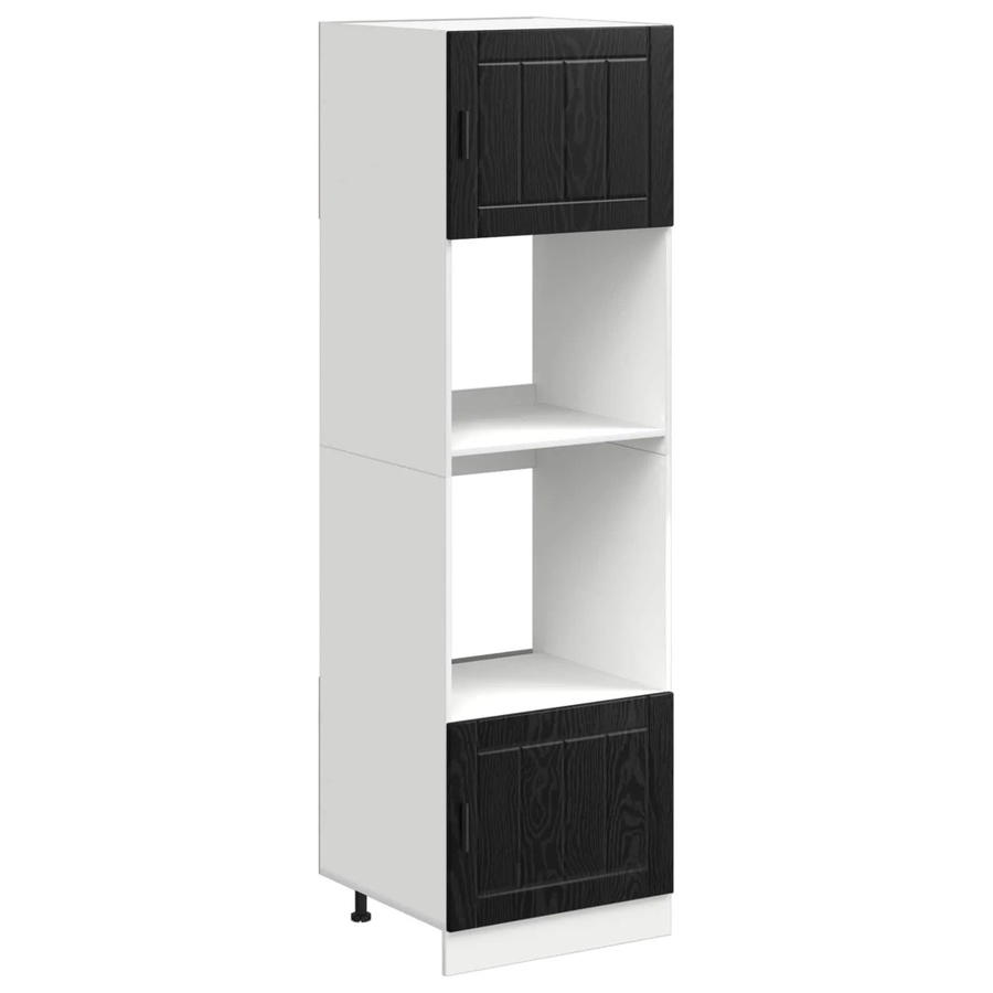vidaXL Küchenschrank in Schwarz und Eichen-Optik mit mattem Finish, B/T/H: 60 x 57 x 207 cm - Bild 2