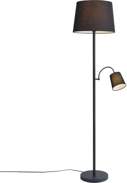 QAZQA Klassische Stehleuchte in Schwarz aus Stahl mit dimmbarem Leselicht im Retro-Design, Höhe: 158 cm - Bild 1