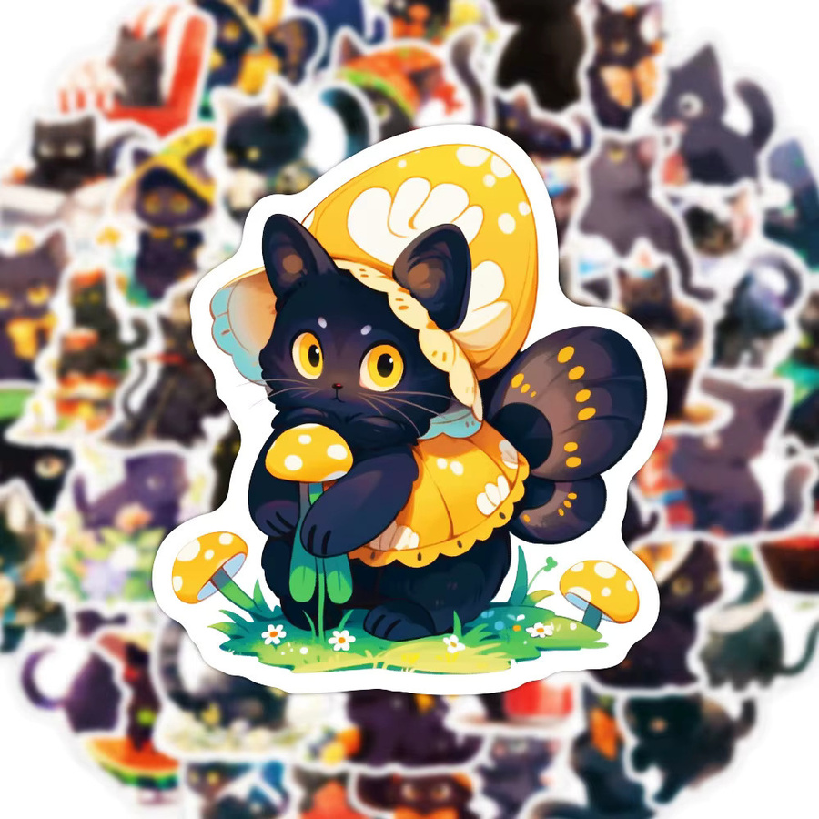 Rspctou Tier-Aufkleber Schwarze Katze, Cartoon-Aufkleber, 10 Stück - Bild 3