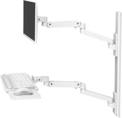 Ergotron LX Pro Wandarbeitsplatz mit Tastaturablage und Monitorhalterung für bis zu 34 Zoll, höhenverstellbar, neigbar, schwenkbar und drehbar, VESA-kompatibel, Metall, weiß - Bild 1