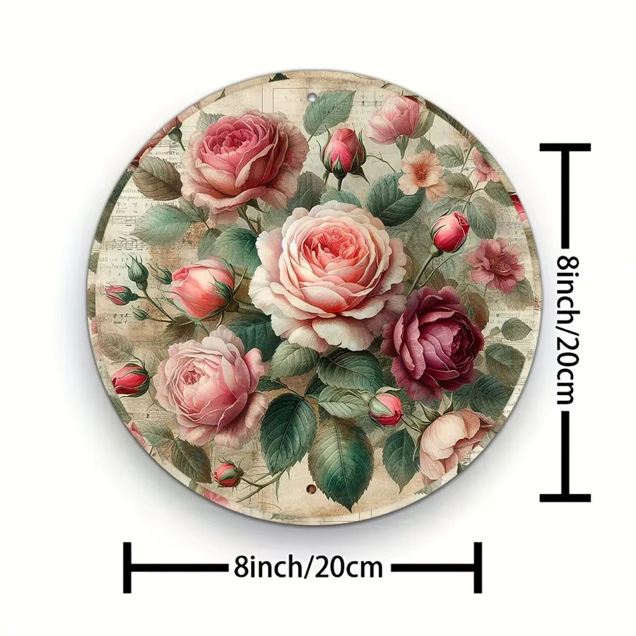 Runde Metall-Wandkunst von CIFBUY mit floralem Vintage-Blumendesign, Mehrfarbig, Durchmesser: 20 cm - Bild 5