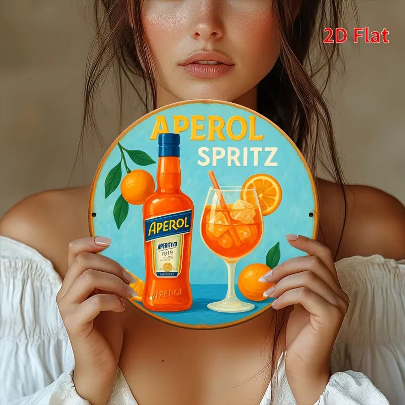 Aperol Spritz Logo-Schild aus Metall in Vintage-Design, mehrfarbige Wandkunst für deine Hausbar, B/H: 20 x 20 cm - Bild 3