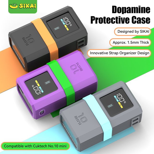 Sikai Silikonhülle für CUKTECH 10 Mini-Powerbank mit Anti-Verlust-Gurt und Kabel-Organizer in Schwarz und Orange - Bild 1