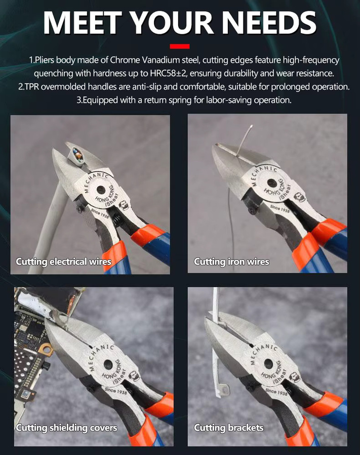 MECHANIC iShear Diagonal-Schneidezange aus Chrom-Vanadium-Stahl für Elektriker - Bild 2