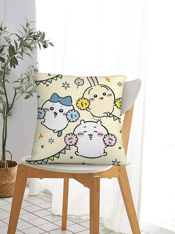 MINISO Chiikawa Kissenbezug aus Plüsch, quadratisch, schwarz und mehrfarbig, B/T/H: 30 x 30 x 1 cm - Bild 2