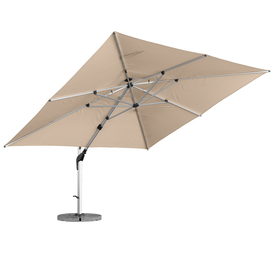 anndora Ampelschirm Macchiato beige melange aus Aluminium und Polyester, 4x4m quadratisch, 360 Grad drehbar, schwenkbar und neigbar, inklusive 4 Granitplatten - Bild 1