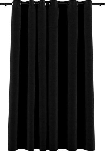 vidaXL Verdunkelungsvorhang mit Ösen in Leinenoptik, Schwarz, Breite: 290 cm, Höhe: 245 cm - Bild 1
