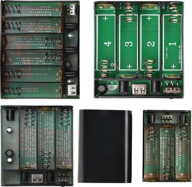 DIY USV Power Bank Box für 18650 Batterien mit 5V 9V 12V 16V Ausgang in Schwarz - Bild 1