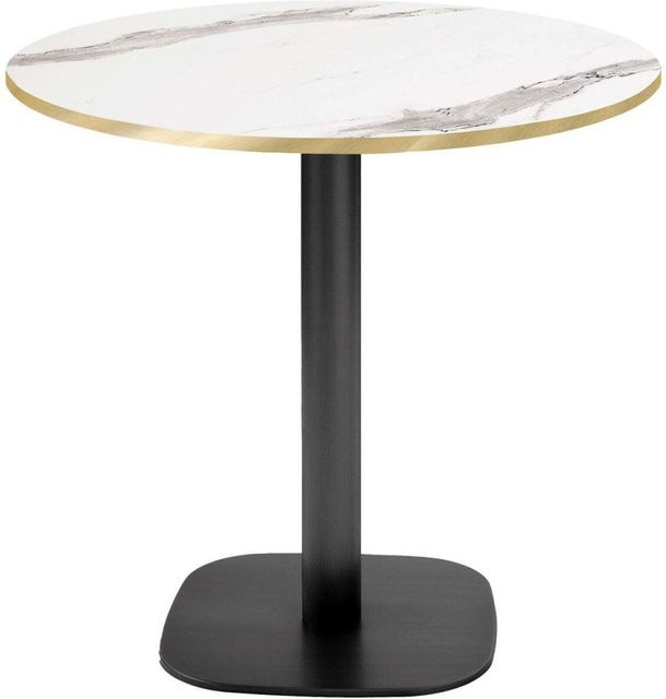 RestooTab Tisch Round runder Esstisch mit weißer Platte und schwarzem Gestell, Höhe: 73 cm, Durchmesser: 70 cm - Bild 1