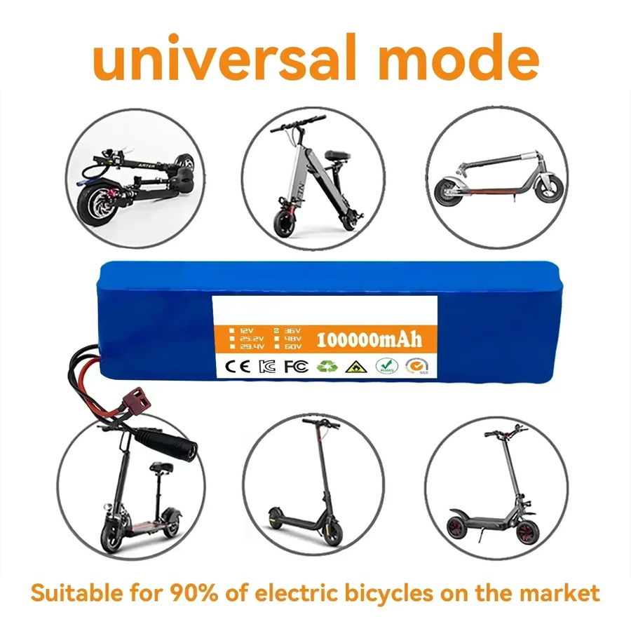 A-Klasse Lithium-Ionen-Ersatzakku 36V 100000mAh 10S3P 500W für E-Scooter und E-Bike mit XT60 und JST Anschlüssen in Blau - Bild 1