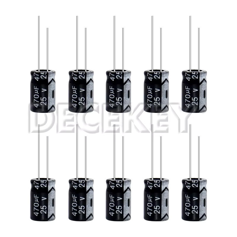 DECEKEY Aluminium-Elektrolytkondensator 470µF 25V Schwarz B: 8 mm, H: 12 mm, 20 Stück - Bild 2