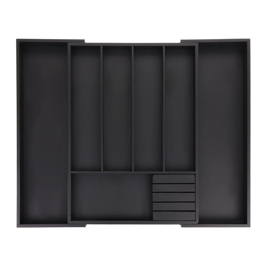 Relaxdays Besteckkasten aus Bambus in Schwarz, ausziehbar, B/T/H: 44,5 x 32,5 x 5 cm - Bild 2