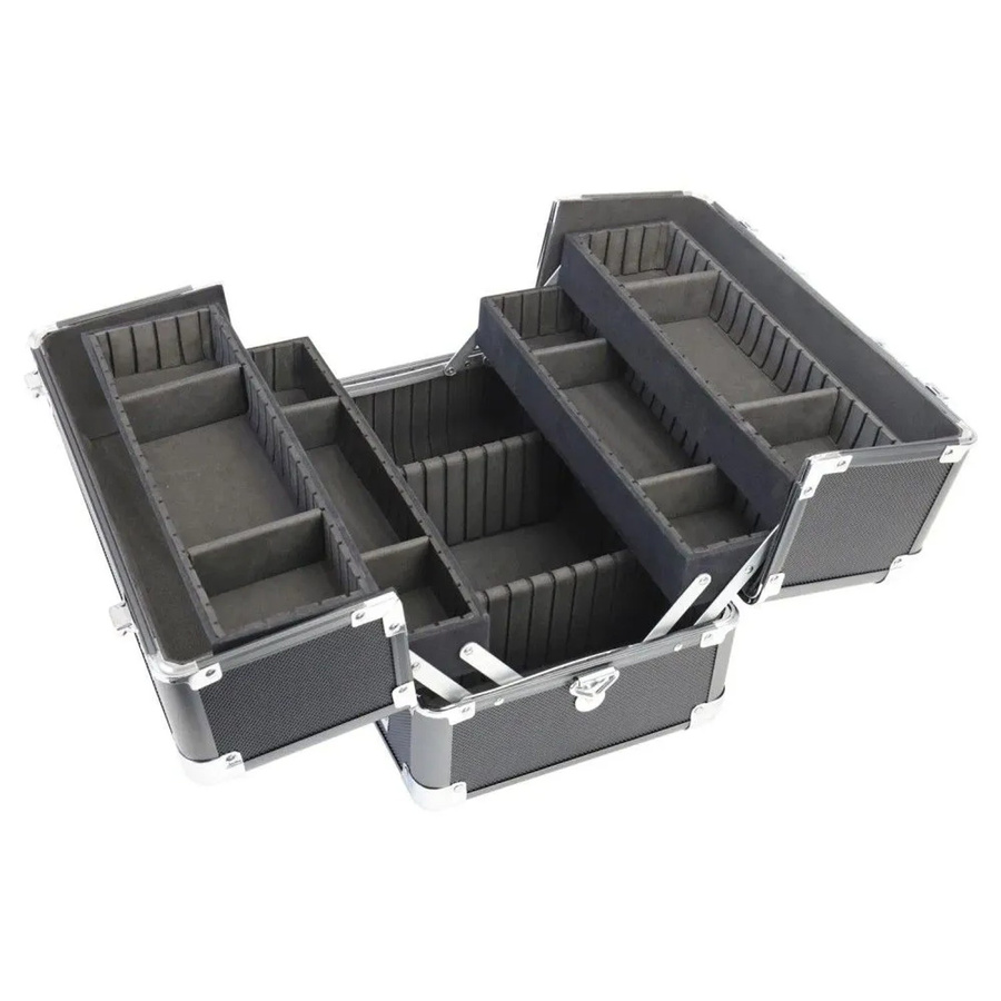 HMF Alu Transportkoffer mit individuellen Trennwänden Schwarz B: 33 cm, T: 22,5 cm, H: 24 cm - Bild 2