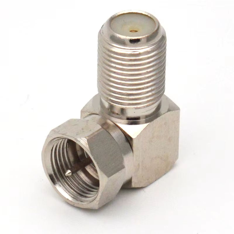 F-Stecker auf F-Buchse Adapter 90 Grad Winkel RF-Koaxial-Konverter für TV-Antennenkabel in Silber - Bild 5