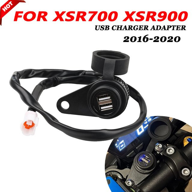 Dual USB Ladegerät Steckdose Adapter für Yamaha XSR700 XSR900 ABS in Schwarz - Bild 1