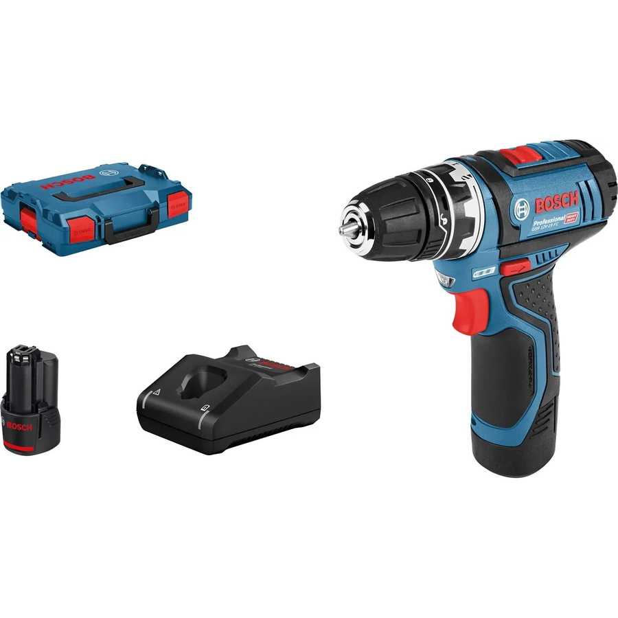 Bosch Professional Akku-Bohrschrauber GSR 12V-15 FC mit 2 Akkus in L-Boxx, Blau/Schwarz - Bild 2