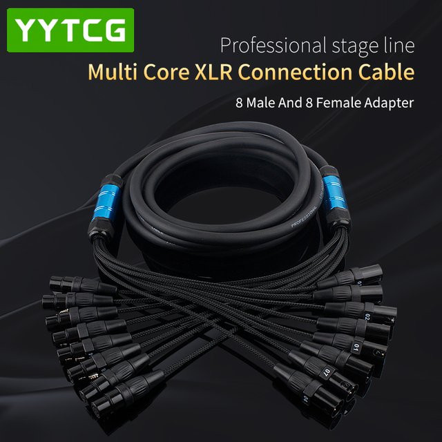 YYTCG 8-Wege-XLR-Signalkabel, 3-poliges symmetrisches Audio-Verlängerungskabel, schwarz - Bild 1