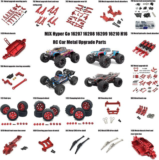 MJX H16 RC Auto Metall-Lenkbecher Oberer und Unterer Schwingarm-Set Stoßdämpferhalterung Upgrade-Teile, Rot - Bild 1