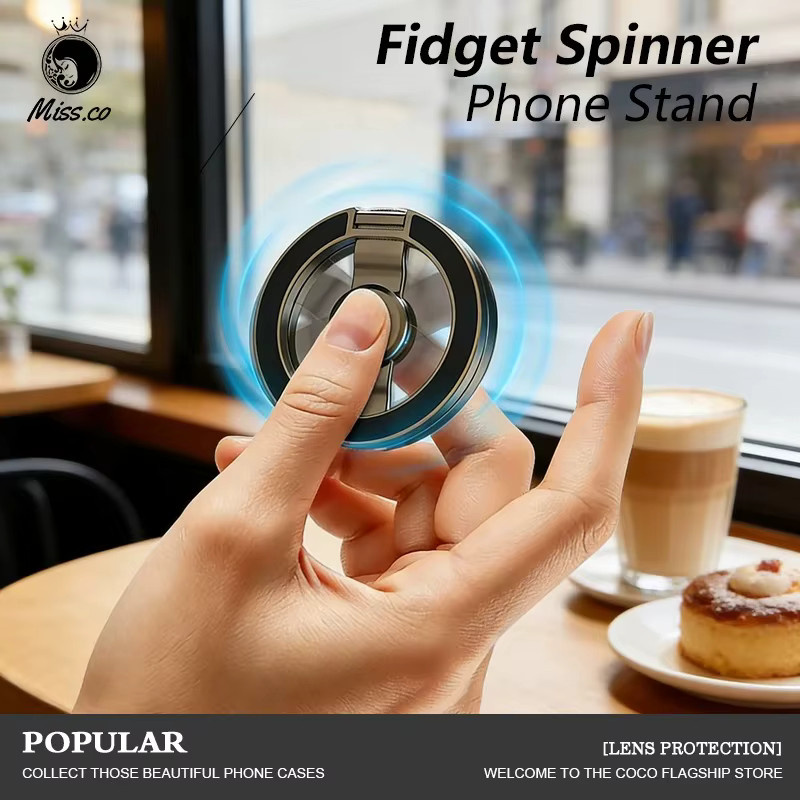 ILEPO Fidget Spinner Magnetischer Telefonhalter für MagSafe, Faltbarer Gyroskop-Ring-Griff und Ständer, Grau - Bild 2