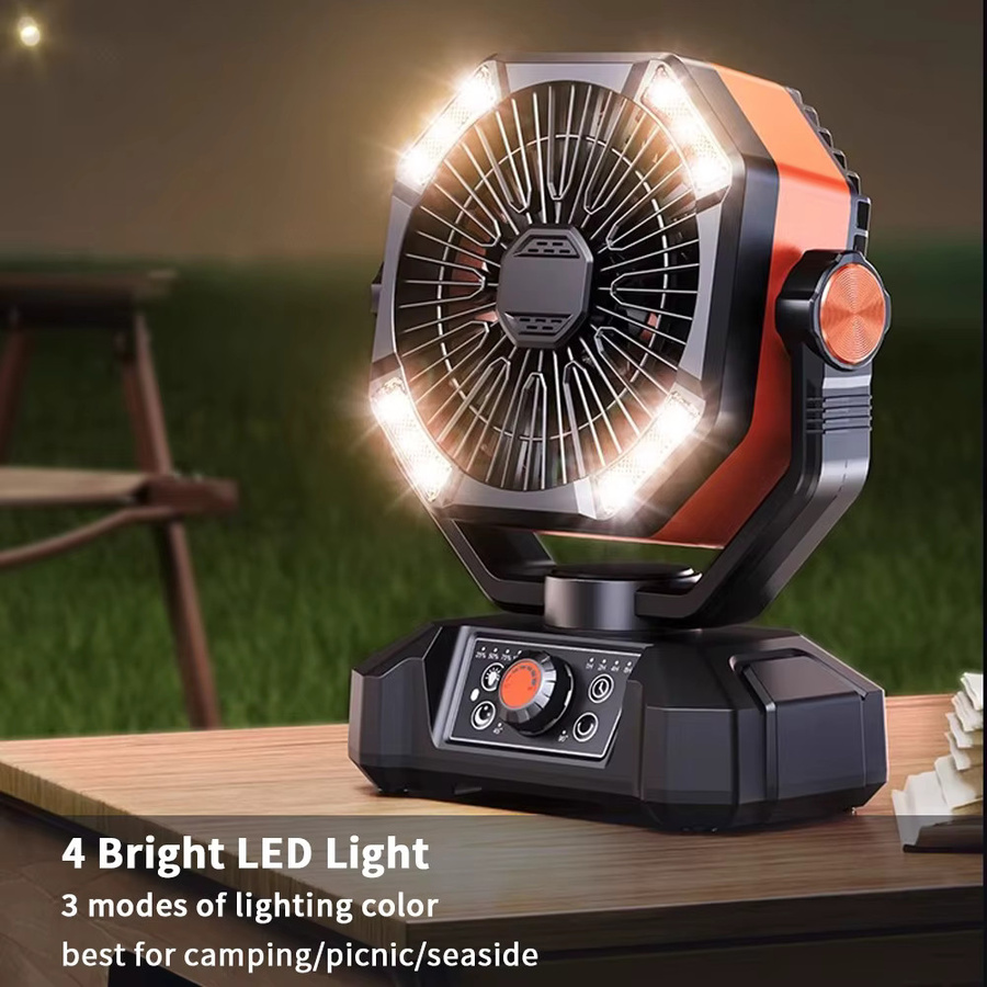 SKYTOO Campingventilator mit 20000 mAh Akku und 4 LED-Laterne, tragbarer Outdoor-Ventilator mit 8 Geschwindigkeiten für Camping und Angeln, Schwarz oder Grün - Bild 4