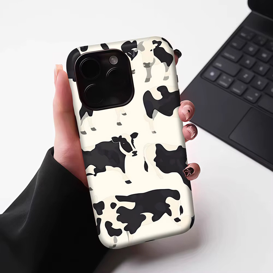 Potdemiel Kuhfell-Handyhülle für iPhone 17 16 15 14 13 Pro Max Plus mit Magnetfunktion, Mehrfarbig - Bild 6