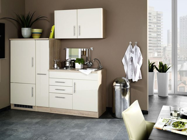 HELD Single Küche Torino in Hochglanz-Creme und Eiche-Sonoma, Breite: 190 cm - Bild 1