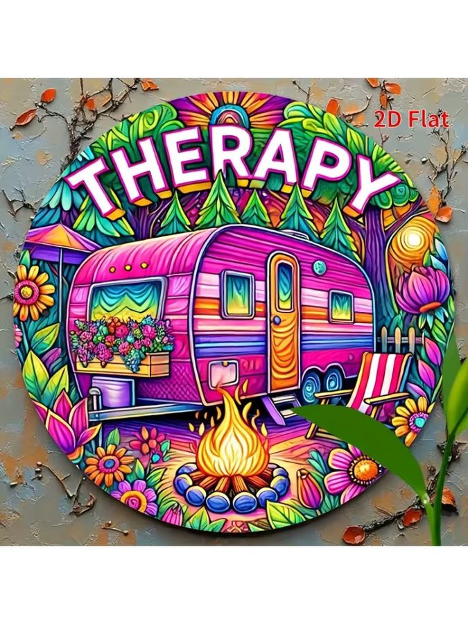 Potdemiel Vintage Camper Van & RV Wanddekoration aus Eisen, rund, multicolor, Durchmesser: 20 cm - Bild 5