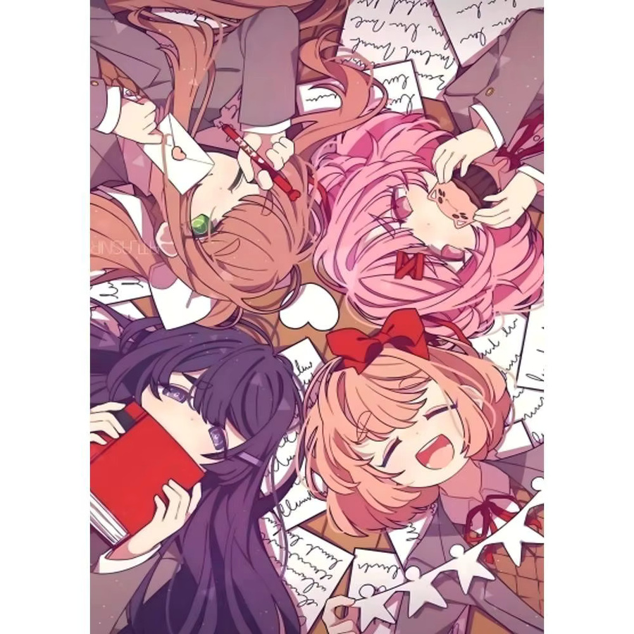 Doki Doki Literatur Club Selbstklebendes Wandbild als Kunstposter in Mehrfarbig - Bild 4