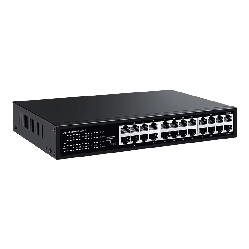 HORACO 24-Port Gigabit Ethernet Switch 1000Mbps Netzwerk-Hub mit VLAN, QoS und Loop-Alarm in Schwarz - Bild 5