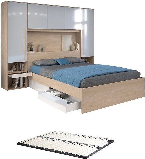 Velona Bettrahmen mit Schubladen in Weiß glänzend B/T/H: 160 x 200 cm - Bild 1