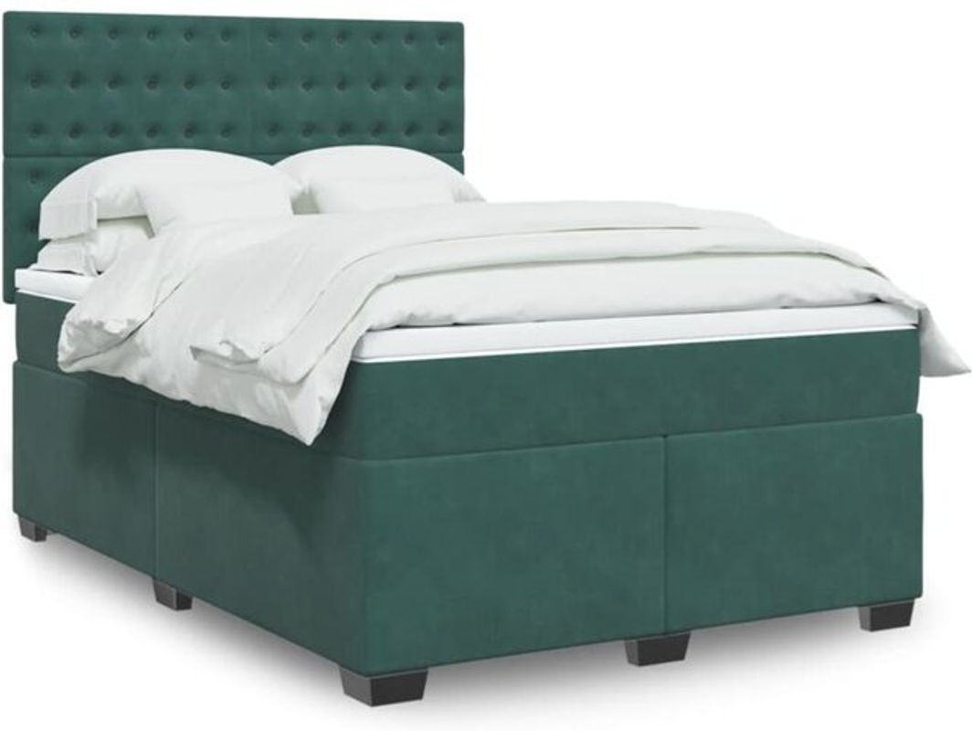 Vidaxl Boxspringbett mit Matratze aus Samt in Grün, B/T/H: 160 x 200 x 150,5 cm - Bild 1