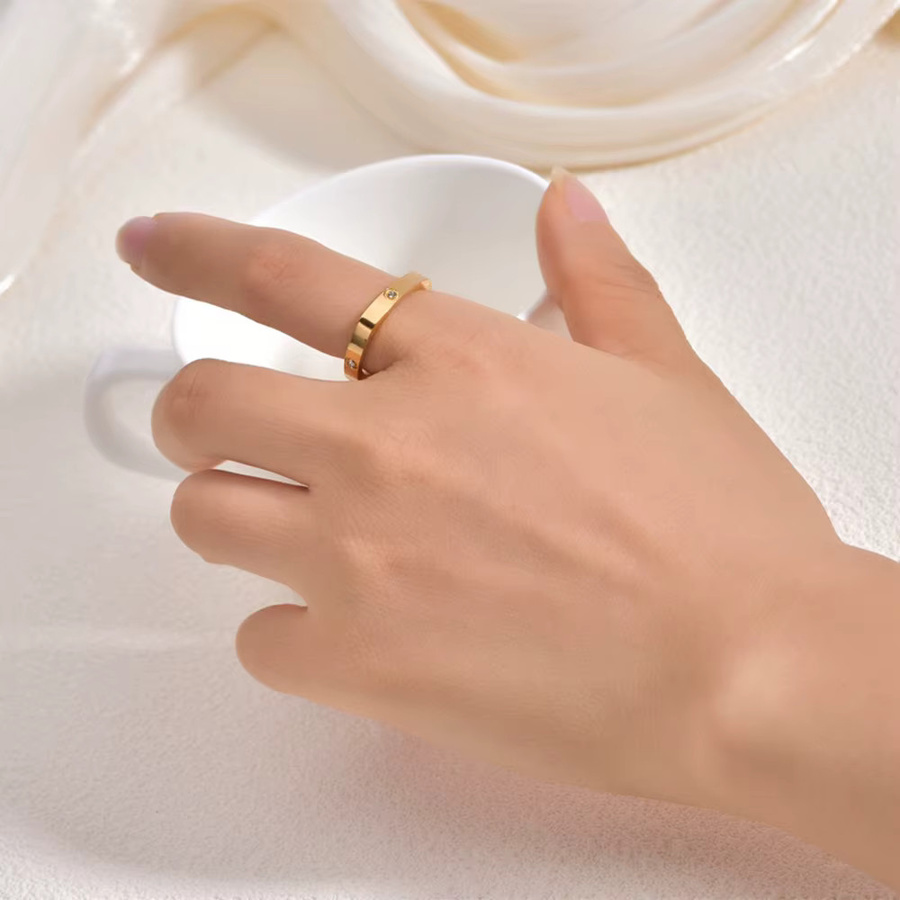 Ring Damen, Titan, Gold, Zirkonia, Quadratisch - Bild 2