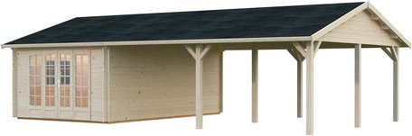 Palmako Gartenhaus Irene aus Fichtenholz in Braun, B/T/H: 1006 x 619 x 316 cm, tauchgrundiert mit Satteldach und Sprossenfenstern - Bild 3