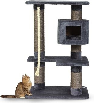 AniOne XXL Kratzbaum Candy grau mit Höhle und Sisal-Elementen, H x B x T: 115 x 60 x 60 cm - Bild 1