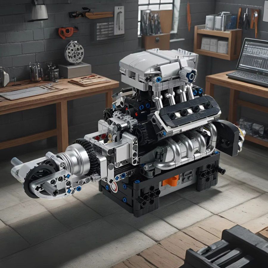 wishiot Technisches Bausteine Set V8 Motor Modellbausatz für Jungen aus Kunststoff in Multicolour - Bild 5