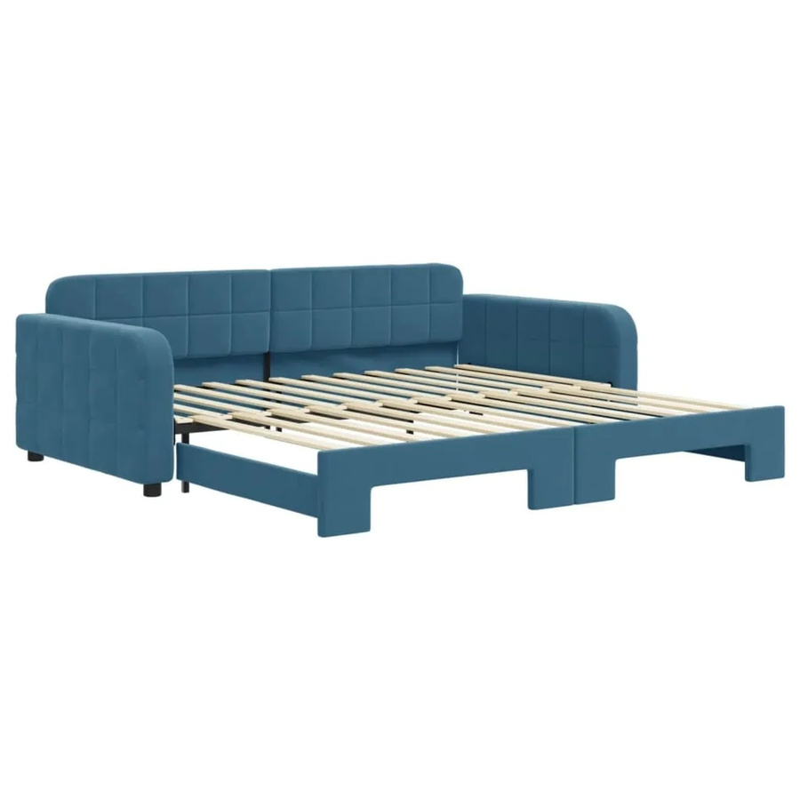vidaXL Tagesbett ausziehbar in Blau mit Samtbezug und Schublade B/T/H: 100 x 200 cm - Bild 2