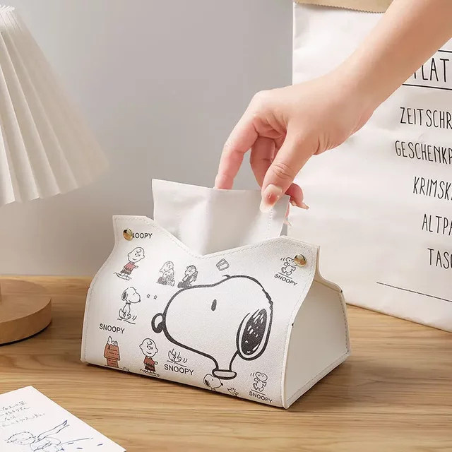 Bandai Snoopy Taschentuchbox aus Leder, wasserdicht und faltbar, Farbe: Weiß - Bild 1