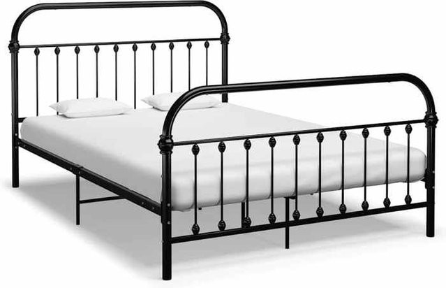 Maison Exclusive Bettgestell aus Metall mit Kopfteil im Industrial Design, Schwarz Matt, B/T/H: 160 x 200 cm - Bild 1