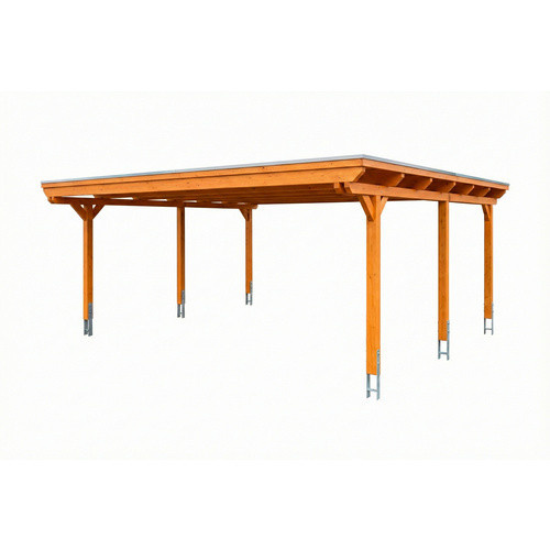 SKANHOLZ Carport Emsland aus Fichte in Eiche Hell mit Stahl-Dachplatten und Regenrinne, B: 609 cm, T: 604 cm - Bild 3