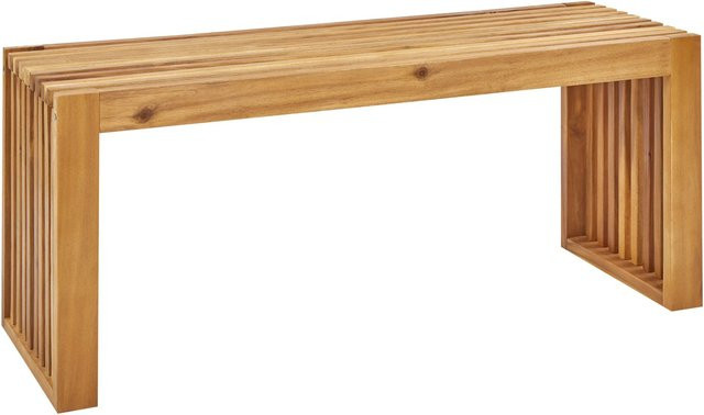 Beliani Gartenbank aus Akazienholz in Braun, B/T/H: 105 x 35 x 43 cm - Bild 1