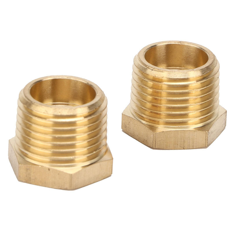 Meterk Messing Rohr-Schlauch-Adapter Set 2 Stück, Hex Minderer Buchse, 12 NPT Männlich zu 14 NPT Weiblich, Farbe: Gold - Bild 4