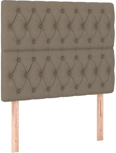 vidaXL Kopfteil gepolstert in Taupe/Beige aus Stoff und Lärchenmassivholz, Breite: 100 cm, Tiefe: 7 cm, Höhe: 118-128 cm - Bild 1