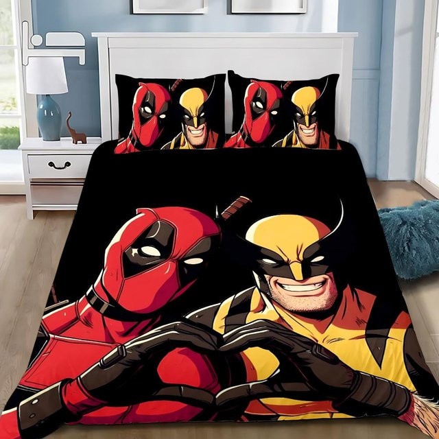 Somelli Bettwäsche Set Deadpool und Wolverine aus Mikrofaser, Schwarz, B/H: 135 x 200 cm - Bild 1