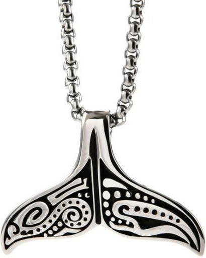 Halskette Whale Tail Geschnitzte Welle, Silber, Herren - Bild 1