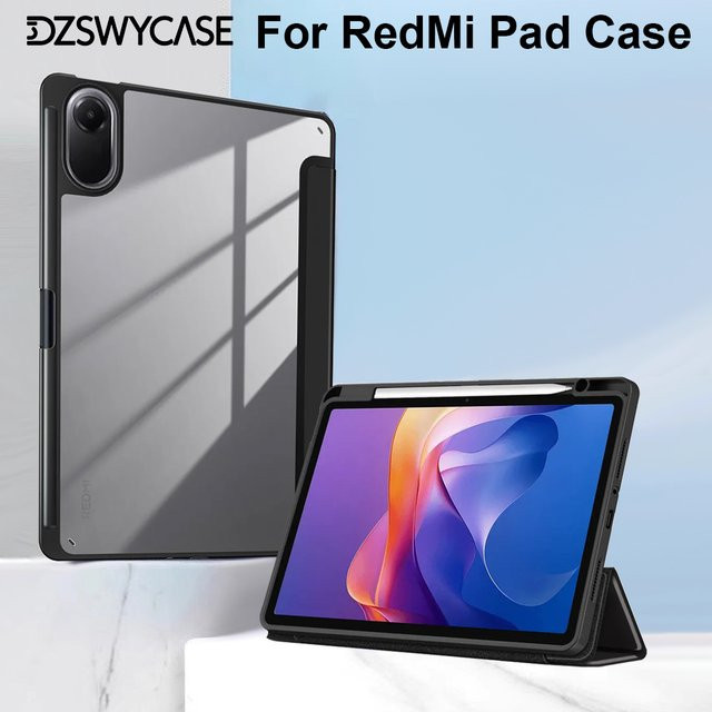 Transparente Trifold-Standhülle mit Stifthalter für Xiaomi Redmi Pad 2, Pad 2 SE und Pad Pro, Farbe: Blau - Bild 1